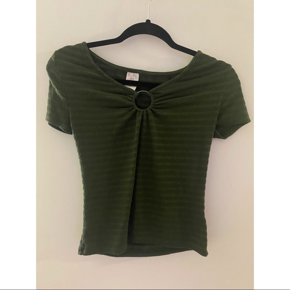 Army Green Short Sleeve Top